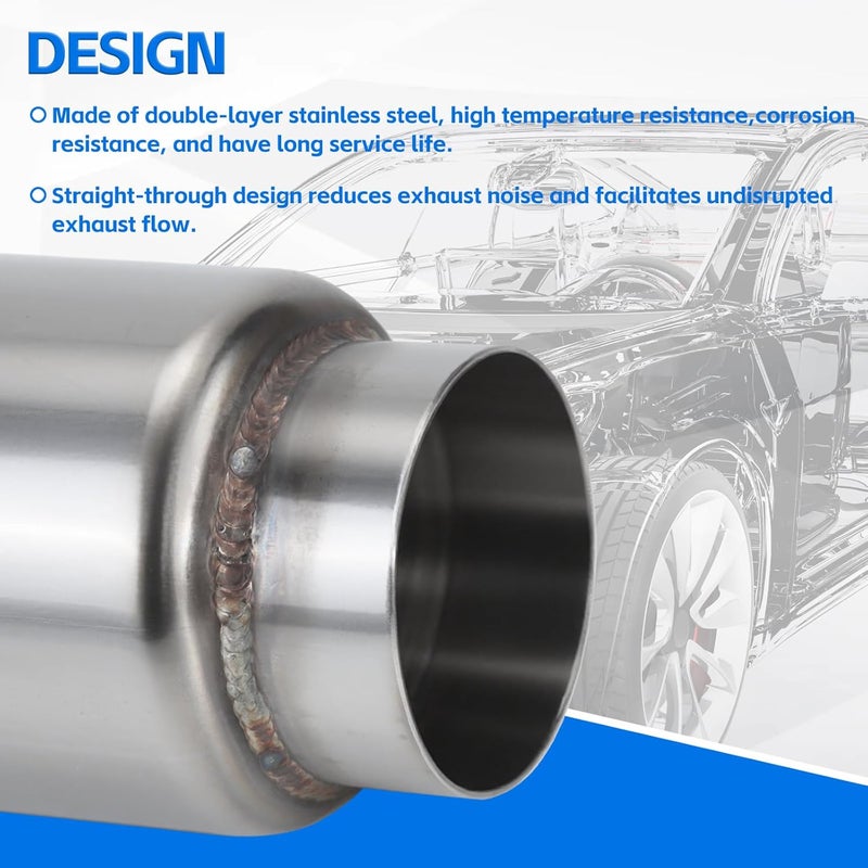 Piclafe 3" Inlet Exhaust Resonator, 3" Inlet/Outlet 9" Overall Length Exhaust Resonator Muffler - Image 4